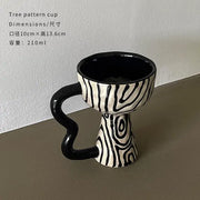 High-value French coffee cup retro ceramic mug creative handle ring tall water cup latte flower cup - Memoriex