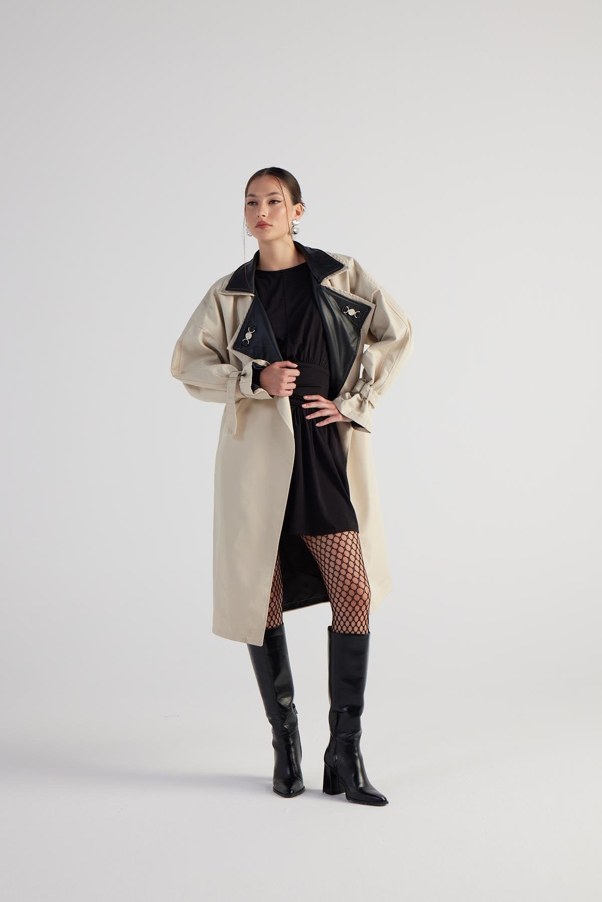 Cloak Beige Maxi Trench Coat-2