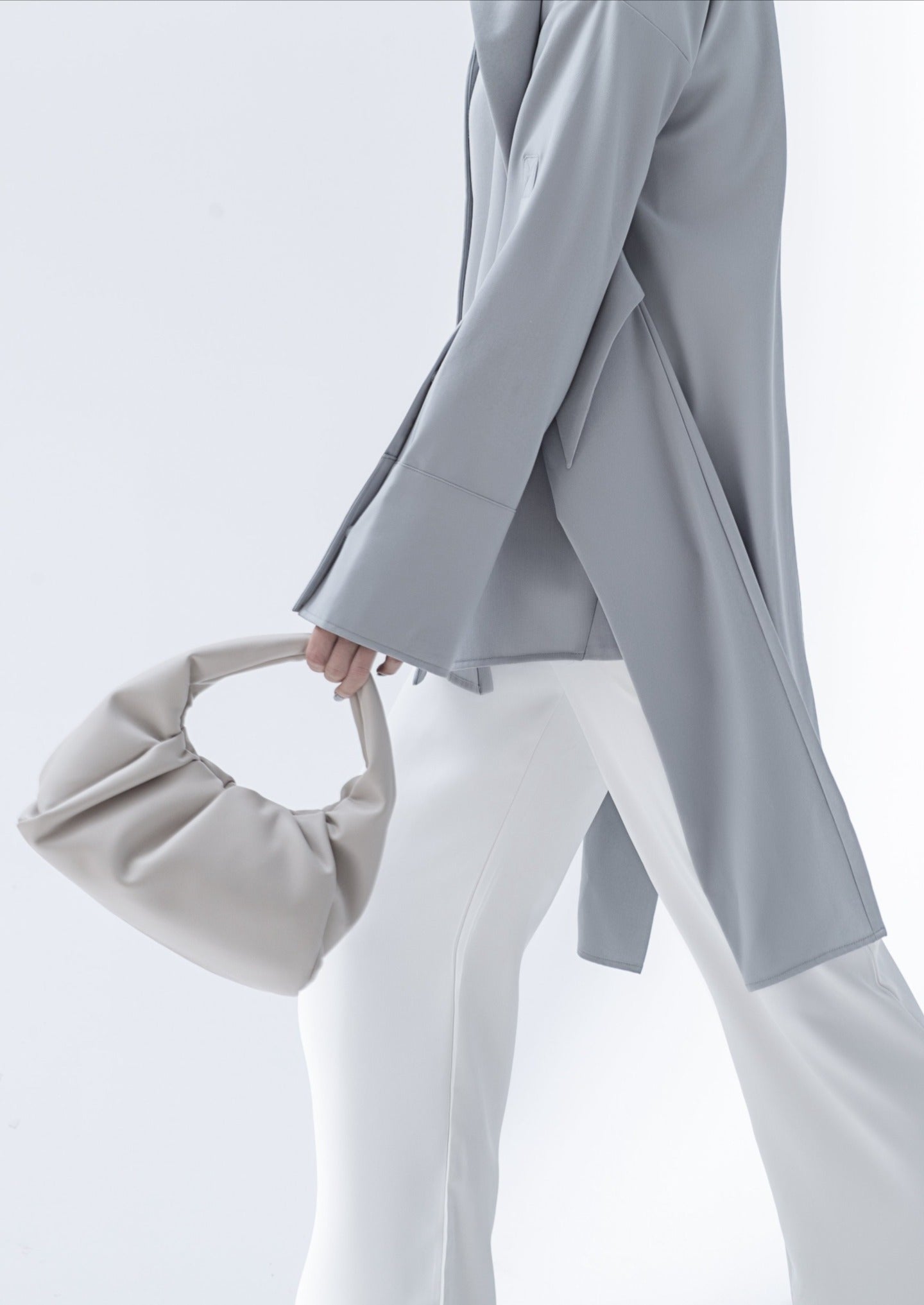 Marshmallow Croissant Bag in Soft Leather, White by Bob Oré-3