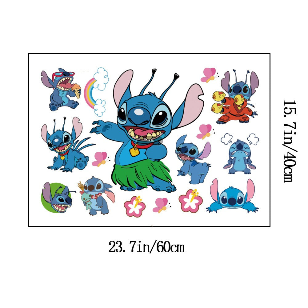 Stitch Children's Room Decoration Wall Stickers Self Adhesive Cartoon Stitch Broken Wall Baby Room Stickers