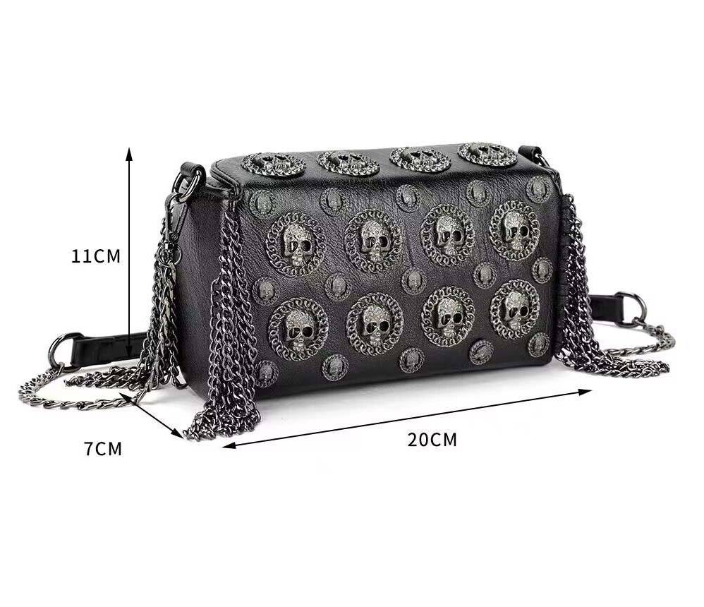 3D Skull Bag Studded Chain Shoulder Bag-4