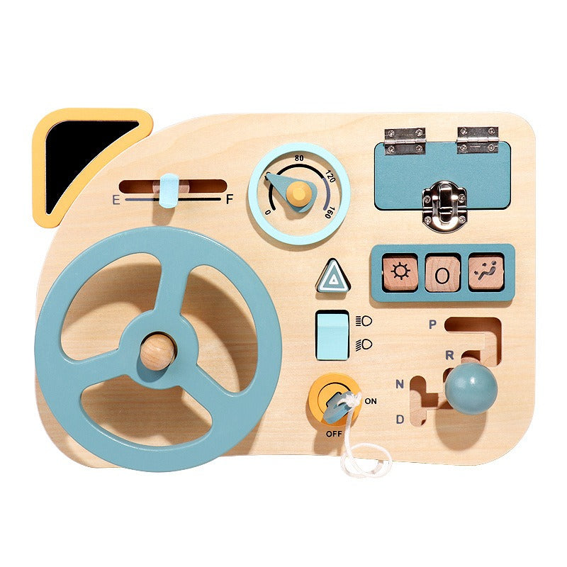 Montessori Busy Board Toys Simulated Driving Experience Car Steering Wheel Wooden Educational Toys For Children