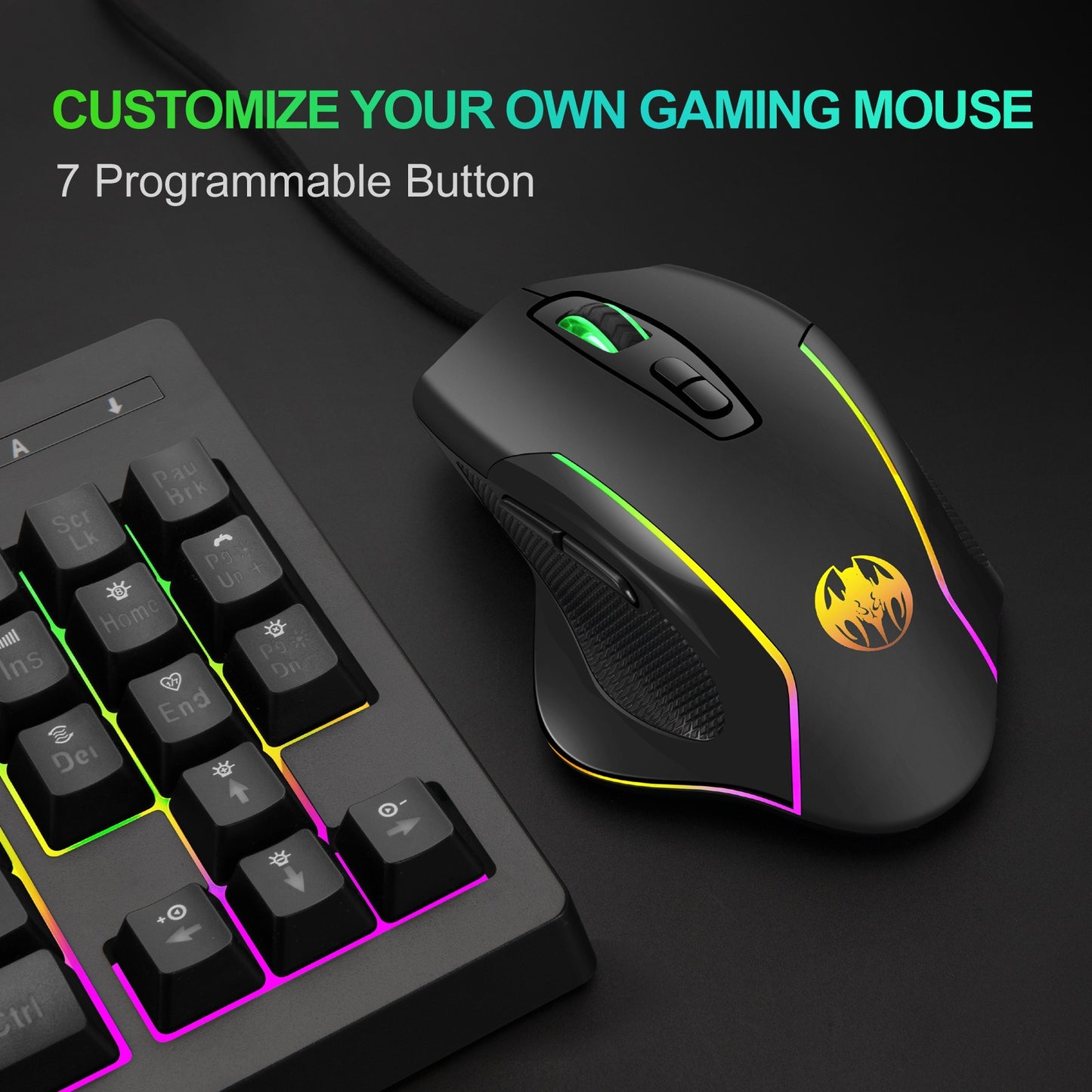 Wireless charging illuminated gaming mouse with anti sleep function automatic cursor movement to prevent computer screen lock