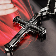 Dark Knight Same Men's Crystal Cross Pendant Silver Gold Black Dominant Pendant Necklace - Memoriex