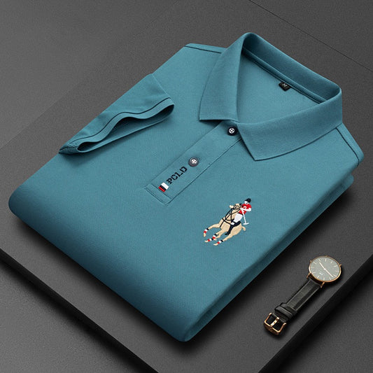 Men's short sleeved POLO shirt with a lapel and pearl T-shirt for Father's Day