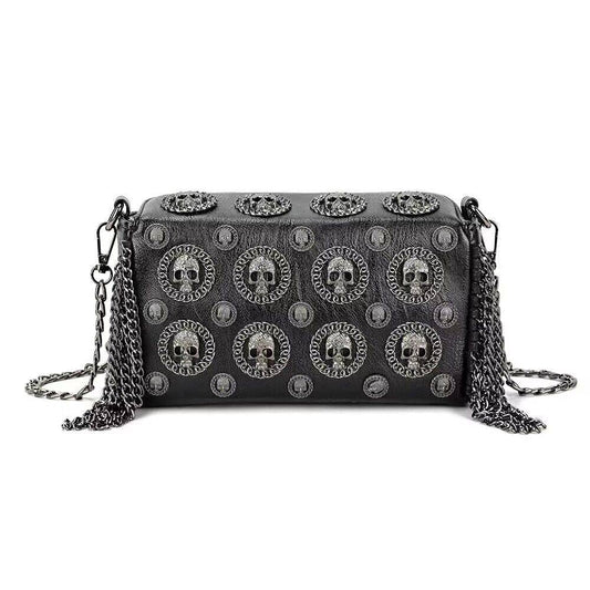 3D Skull Bag Studded Chain Shoulder Bag-0