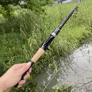 1.5 - 2.4M Telescopic Carbon Fishing Rod Rotary Baitcasting (8 - 25g) with Wooden Handle - Memoriex