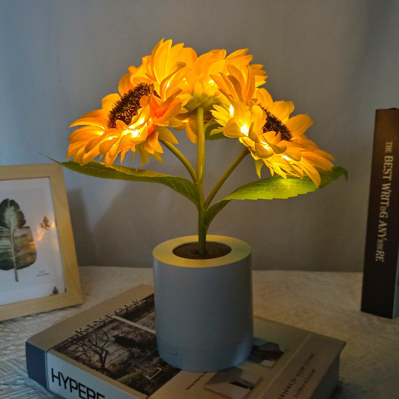 Rechargeable Sunflower LED Simulation Night Light Room Bedhead Decoration Atmosphere Light Birthday Gift for Girls