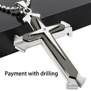 Dark Knight Same Men's Crystal Cross Pendant Silver Gold Black Dominant Pendant Necklace - Memoriex
