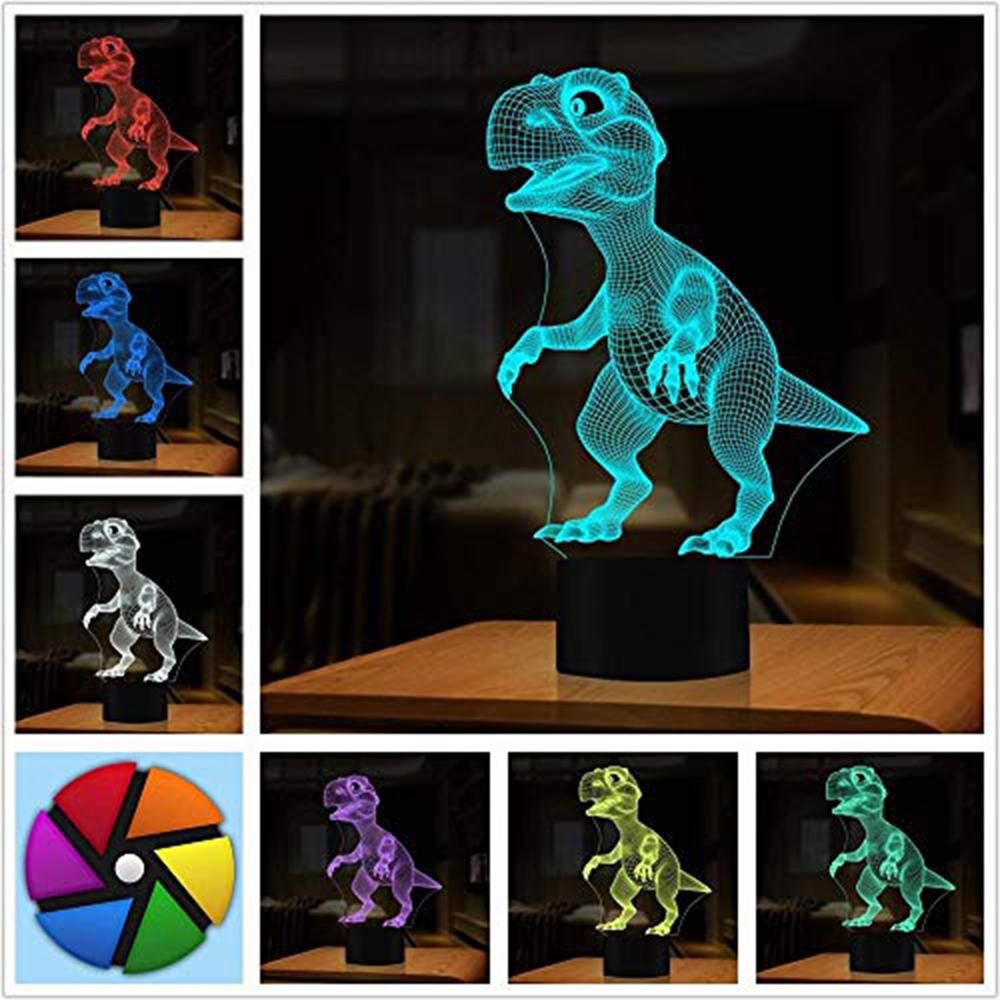 Halloween 3D Dinosaur LED Lamp 7 Colors Touch Control Night Light Kids Gifts Living Room Bedroom Table Decoration - Memoriex 