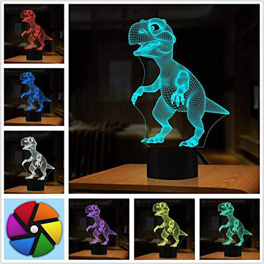 Halloween 3D Dinosaur LED Lamp 7 Colors Touch Control Night Light Kids Gifts Living Room Bedroom Table Decoration