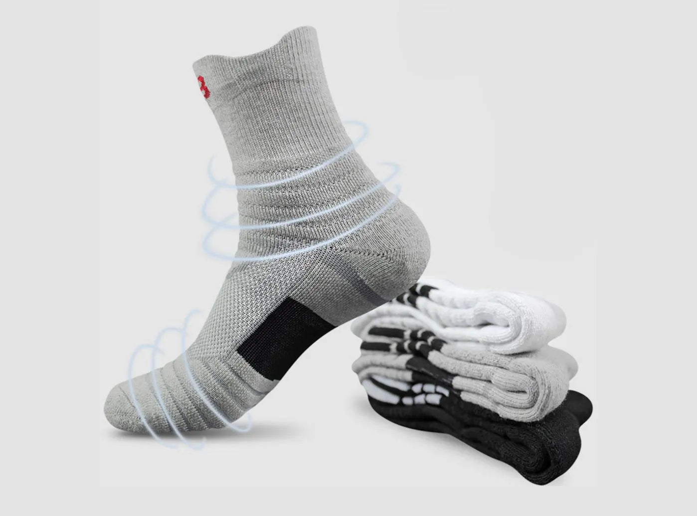 FitVille Men's PowerStride Quarter Socks  5-Pair Bundle-2