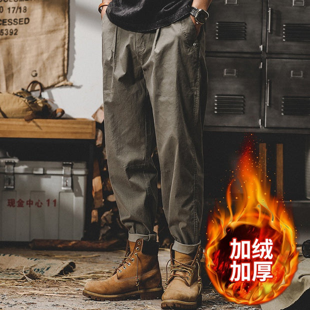 American retro work pants, men's autumn loose fitting straight tube trendy A-Mei khaki casual pants - Memoriex