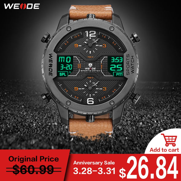 Men's Dual Display Sports Watch, Analogue and Digital, Three Time...