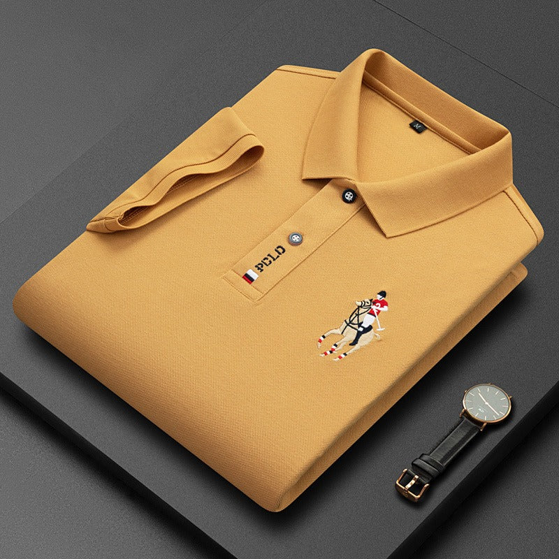 Men's short sleeved POLO shirt with a lapel and pearl T-shirt for Father's Day