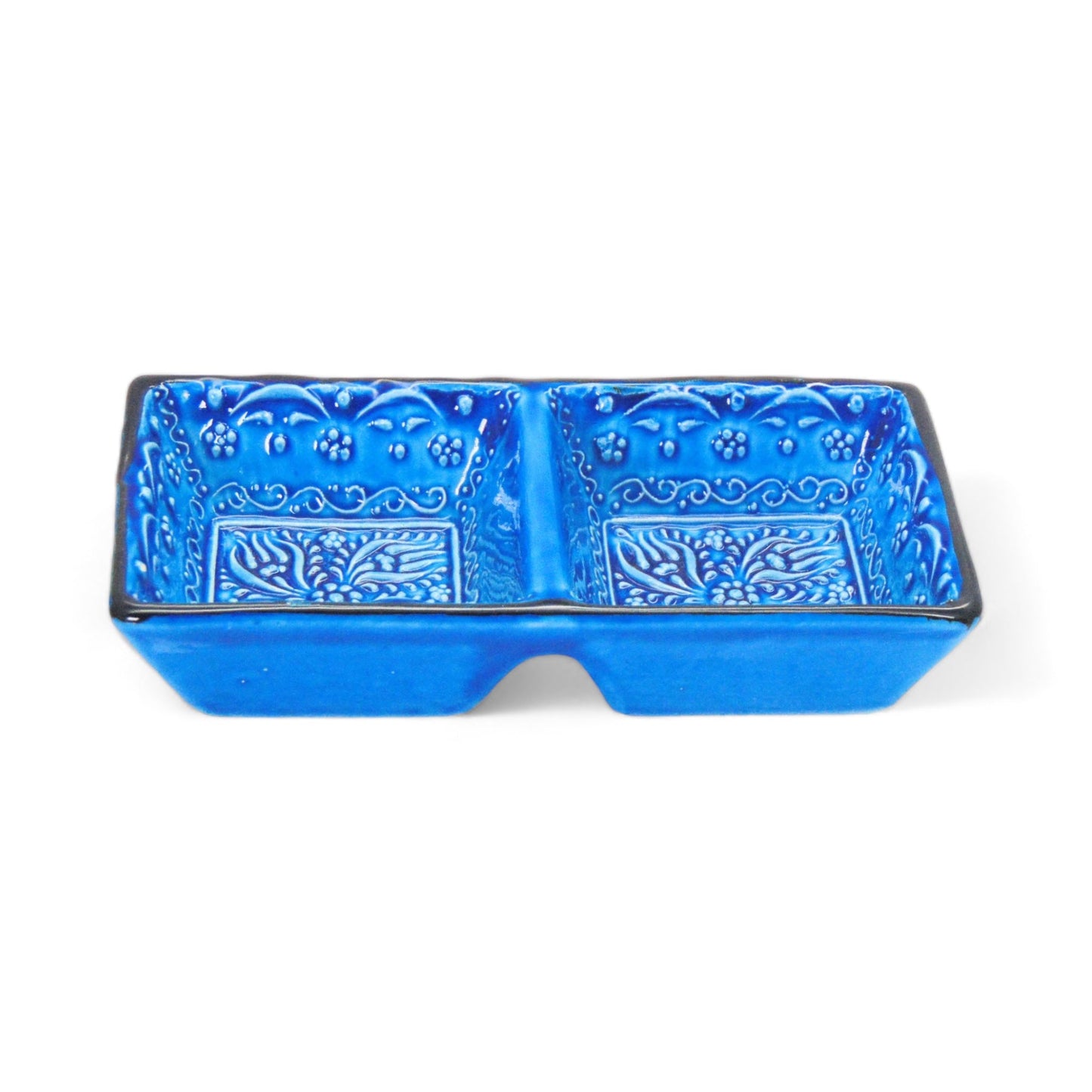 2-in-1 Blue Square Snack and Dip Bowl for Divided Servings-1