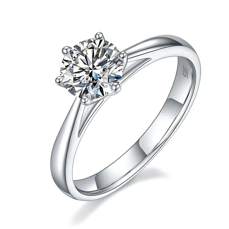 1 Carat Moissanite Diamond Classic 6 Claws Engagement 925 Sterling Silver Ring MFR8339-4