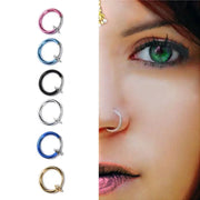 1 Pair 13mm Punk Goth False Hoop Earrings Septum Clip on Boby Nose Lip Ear Fake Piercing Rings Stud - Memoriex 