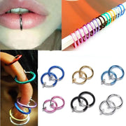 1 Pair 13mm Punk Goth False Hoop Earrings Septum Clip on Boby Nose Lip Ear Fake Piercing Rings Stud - Memoriex 