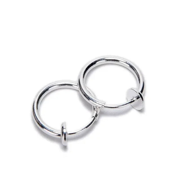 1 Pair 13mm Punk Goth False Hoop Earrings Septum Clip on Boby Nose Lip Ear Fake Piercing Rings Stud - Memoriex 