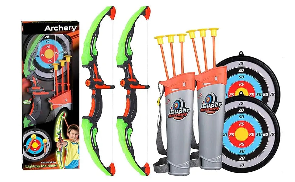 1-piece set of children's archery and target, suction cup toy arrow and barrel, LED luminous children's archery set toy, suitabl - Memoriex 