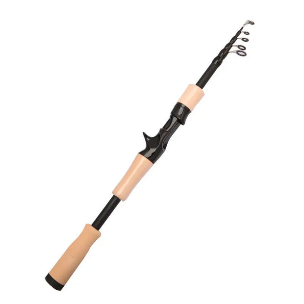1.5 - 2.4M Telescopic Carbon Fishing Rod Rotary Baitcasting (8 - 25g) with Wooden Handle - Memoriex