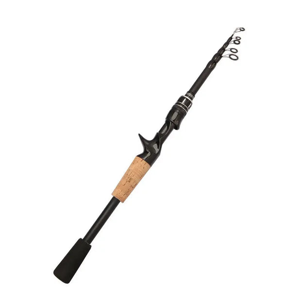 1.5 - 2.4M Telescopic Carbon Fishing Rod Rotary Baitcasting (8 - 25g) with Wooden Handle - Memoriex