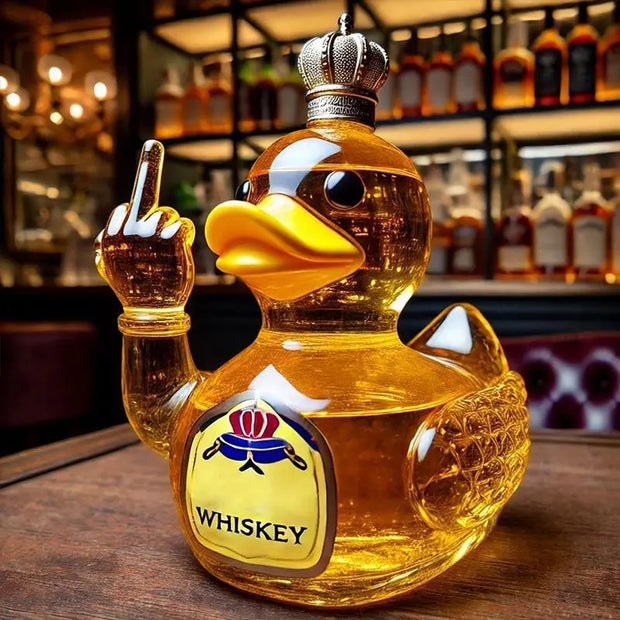10 Oz Middle Finger Duck Bottle - Funny Whiskey Duck Decanter. Great Prank Decoration for Bar, Office or Home - Memoriex 