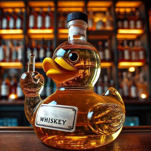 10 Oz Middle Finger Duck Bottle - Funny Whiskey Duck Decanter. Great Prank Decoration for Bar, Office or Home - Memoriex 