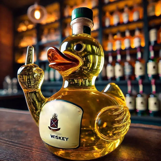 10 Oz Middle Finger Duck Bottle - Funny Whiskey Duck Decanter. Great Prank Decoration for Bar, Office or Home - Memoriex 