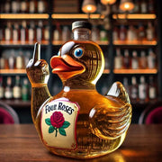 10 Oz Middle Finger Duck Bottle - Funny Whiskey Duck Decanter. Great Prank Decoration for Bar, Office or Home - Memoriex 