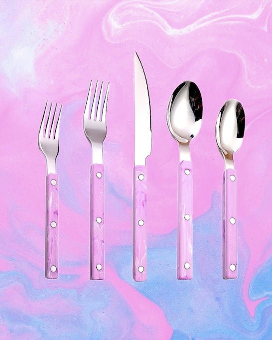 10-Pcs Sleek Modern Flatware Set, Bistrot Stylish Cutlery Silverware-5