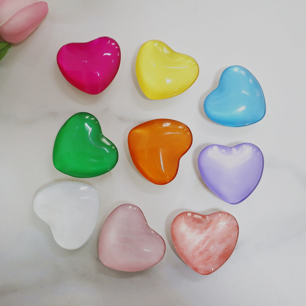 Candy colored heart-shaped stand three-dimensional heart-shaped crystal white stand cute small stand universal - Memoriex 