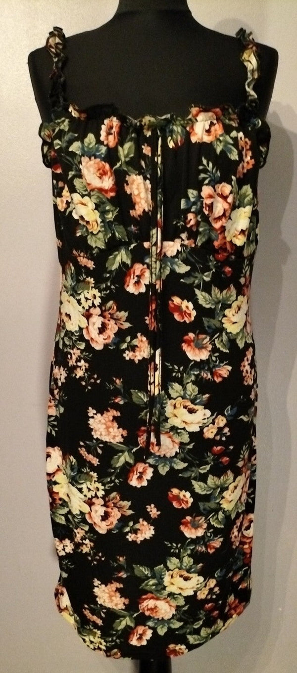 Womens Floral Strappy Mini Dress Summer Bodycon Party Beach Stretch Dresses SIZE-0