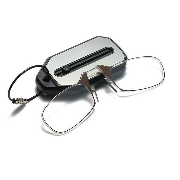 Nose clip presbyopic glasses keychain ultra lightweight carrying elderly glasses wallet glasses reading glasses - Memoriex