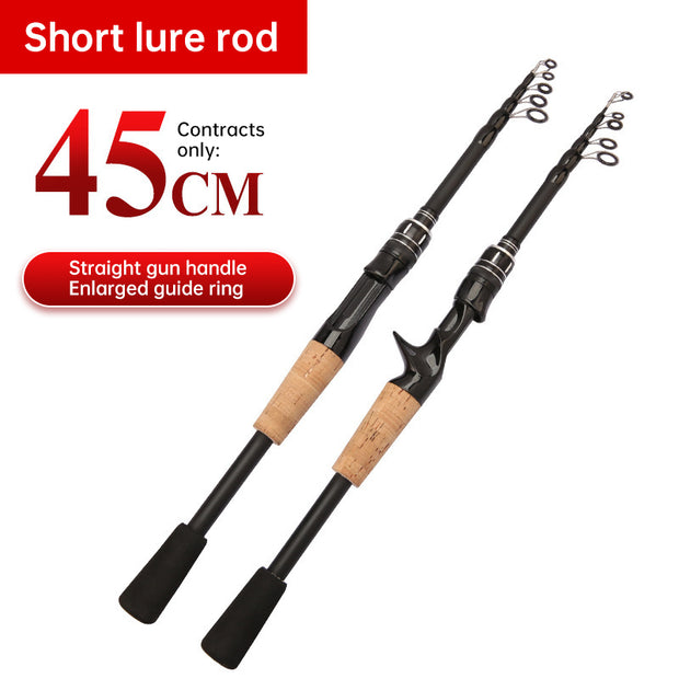 1.5 - 2.4M Telescopic Carbon Fishing Rod Rotary Baitcasting (8 - 25g) with Wooden Handle - Memoriex