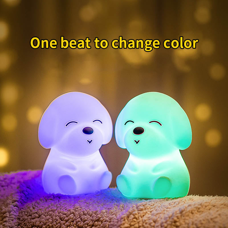 Small Milk Dog Silicone Pat Night Light New Led Light-Emitting Toy