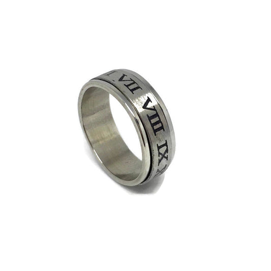 Roman Numerals Spinning Band Ring-0