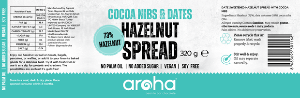 Aroha Cocoa Nib Hazelnut Spread 73% Hazelnut, 320 gr-1