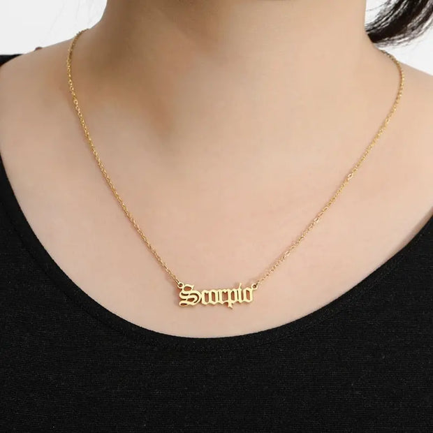 12 Zodiac Letter Constellations Pendants Necklace For Women Men Virgo Libra Scorpio Sagittarius Capricorn Aquarius Birthday Gift - Memoriex 