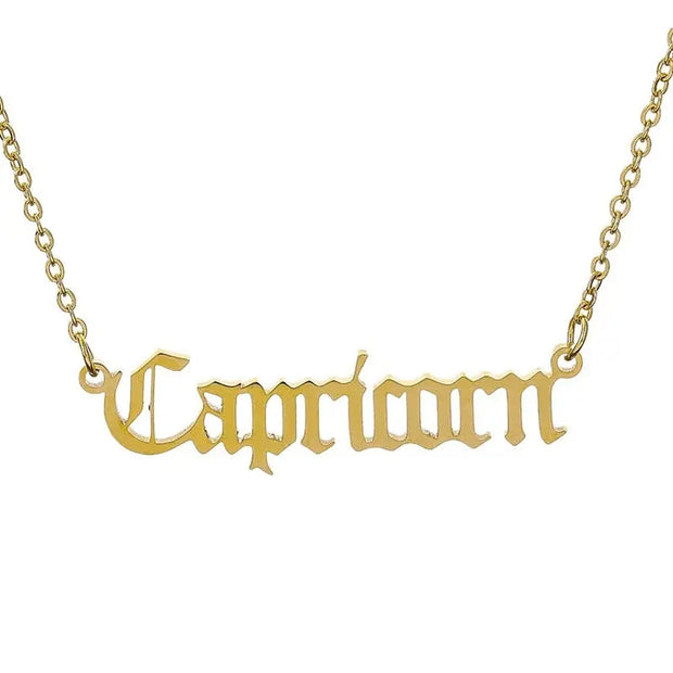 12 Zodiac Letter Constellations Pendants Necklace For Women Men Virgo Libra Scorpio Sagittarius Capricorn Aquarius Birthday Gift - Memoriex 