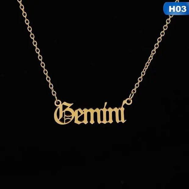 12 Zodiac Letter Constellations Pendants Necklace For Women Men Virgo Libra Scorpio Sagittarius Capricorn Aquarius Birthday Gift - Memoriex 