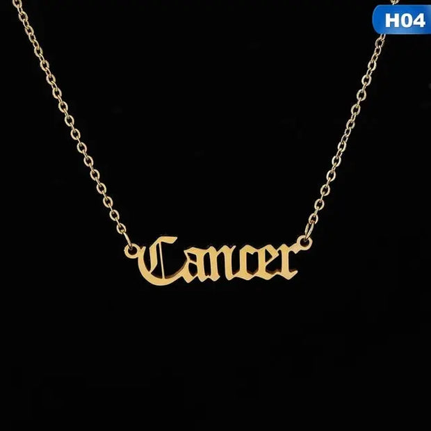 12 Zodiac Letter Constellations Pendants Necklace For Women Men Virgo Libra Scorpio Sagittarius Capricorn Aquarius Birthday Gift - Memoriex 