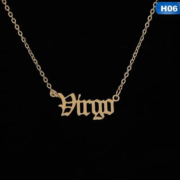 12 Zodiac Letter Constellations Pendants Necklace For Women Men Virgo Libra Scorpio Sagittarius Capricorn Aquarius Birthday Gift - Memoriex 