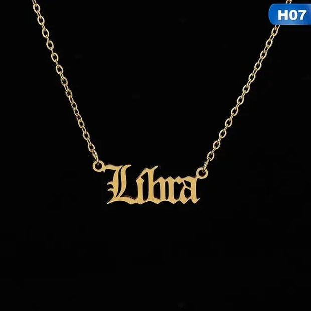 12 Zodiac Letter Constellations Pendants Necklace For Women Men Virgo Libra Scorpio Sagittarius Capricorn Aquarius Birthday Gift - Memoriex 