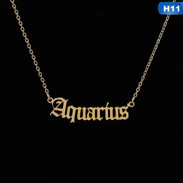 12 Zodiac Letter Constellations Pendants Necklace For Women Men Virgo Libra Scorpio Sagittarius Capricorn Aquarius Birthday Gift - Memoriex 