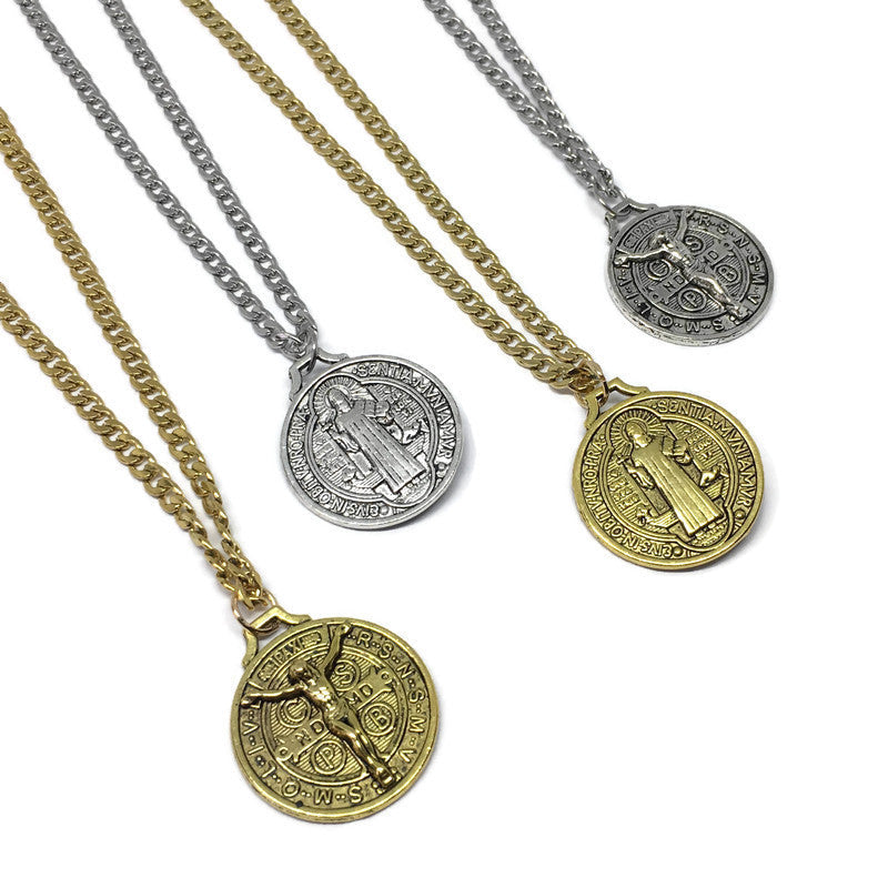 Jesus x St Benedict Coin Necklace-1