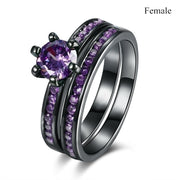 Fashion Jewelry Luxury Dark Purple Zirconia Stainless Steel Couple Ring Engagement Valentine's Day Gift - Memoriex