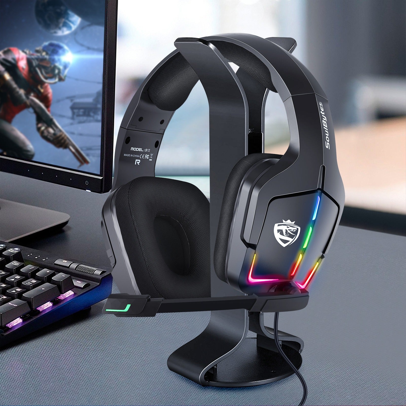 S12 Head mounted gaming headset wired RGB computer gaming headset PS4 headset - Memoriex 