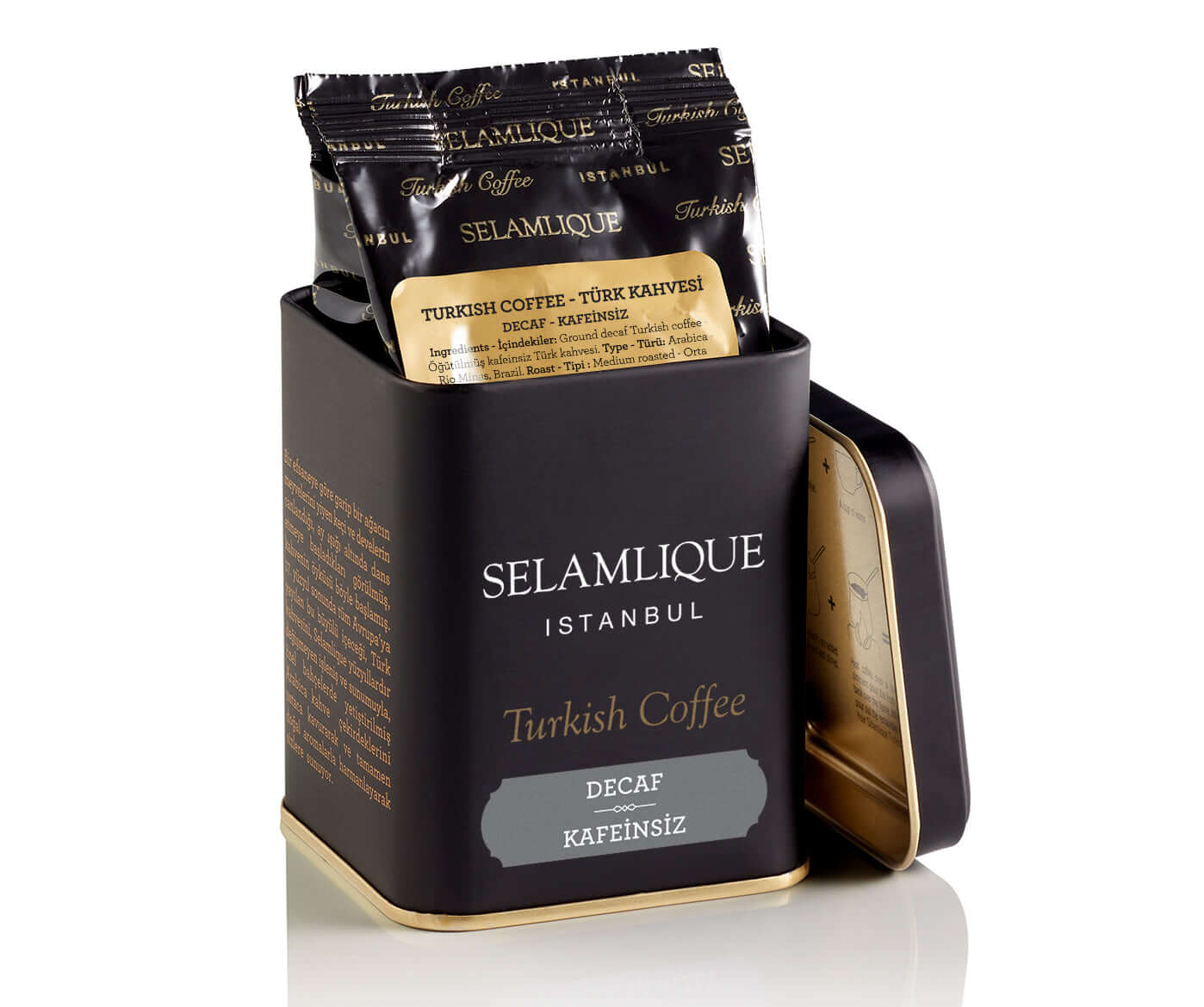 Selamlique Decaffeinated Roasted Ground Turkish Coffee, Turkish Decaf Fine Grind Coffee, 1 Box of 125g-1